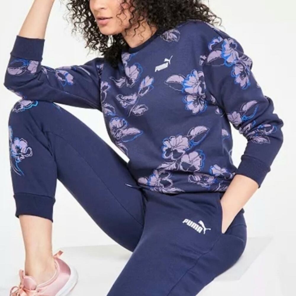 Puma Womens Essential Floral Vibes Crewneck Sweatshirt Size XS